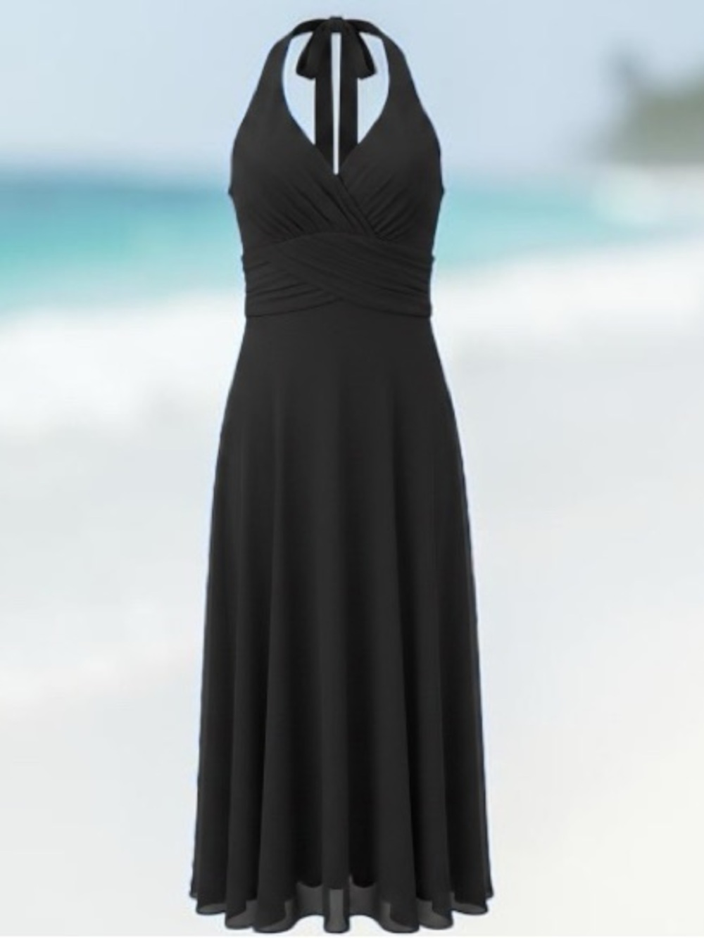 connected apparel Black Sleeveless V-Neck Midi Dress
